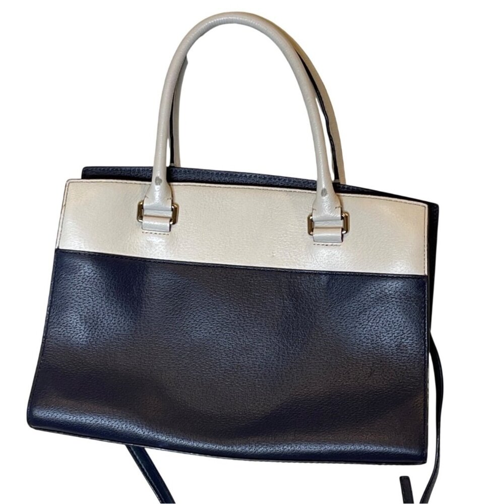 Kate Spade New York Grove Street Caley Leather Satchel Navy Blue White M - Picture 5 of 13